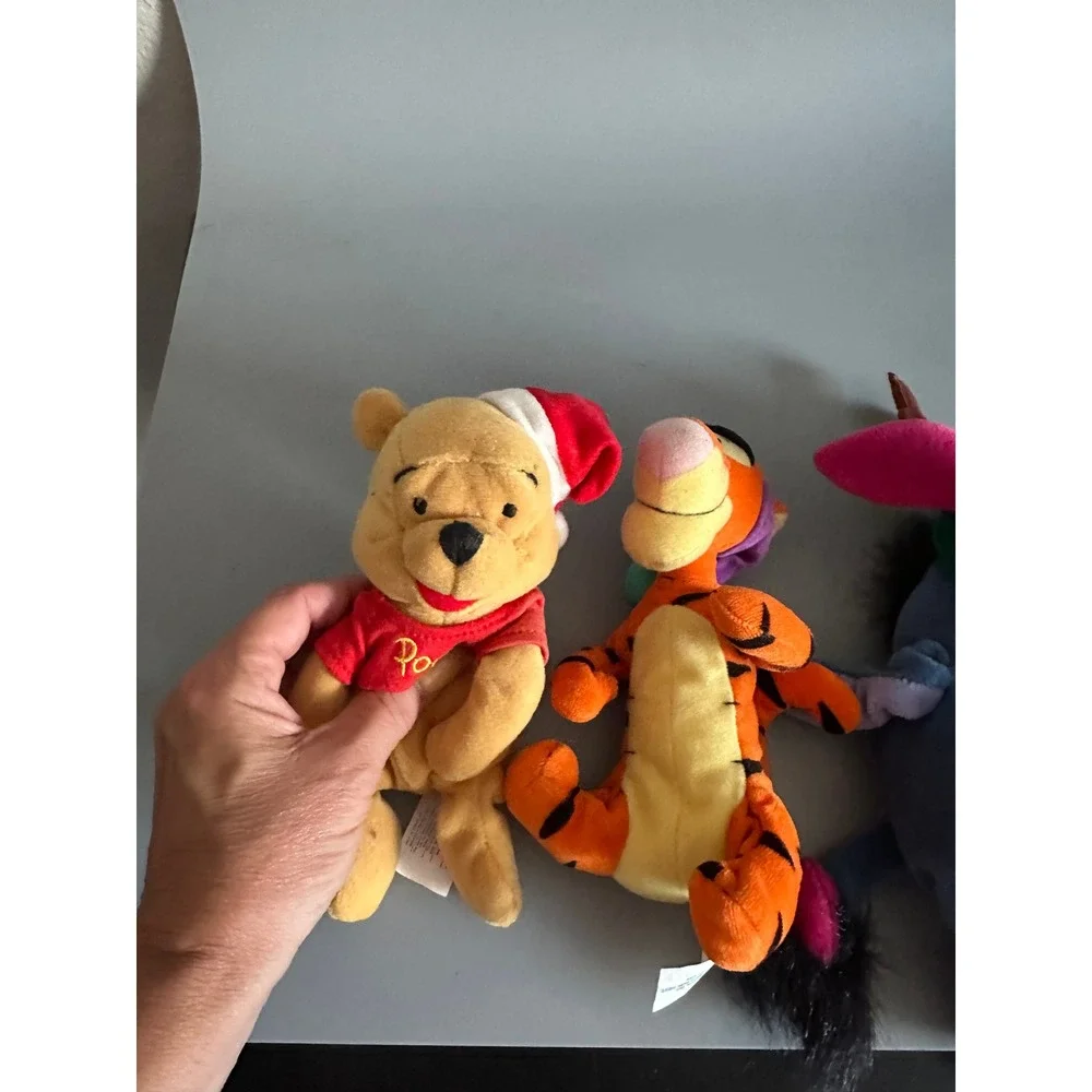 Disney Winnie the Pooh Tigger Eeyore Holiday Plush Bean Bag Lot 8 inch Vintage